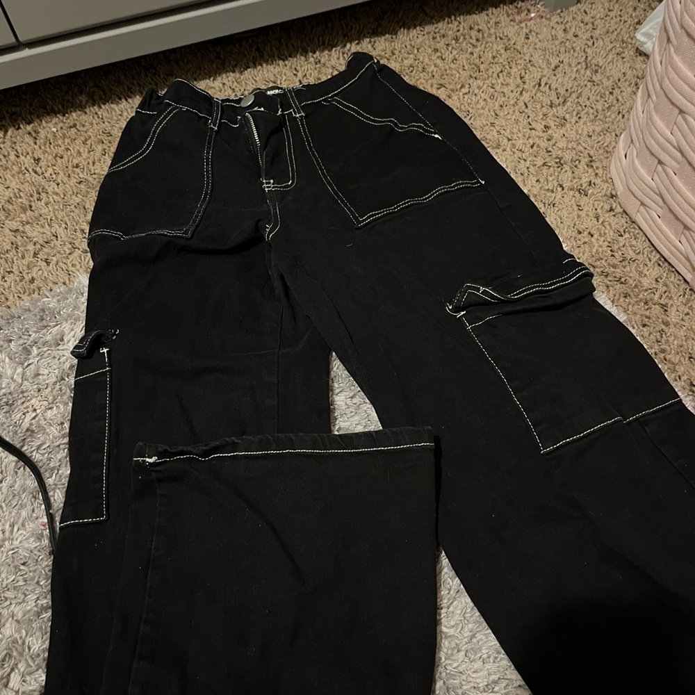 Fashion Nova Black Pants with White Stitching